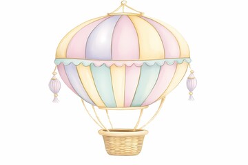 Vintage Watercolor Hot Air Balloon Illustration