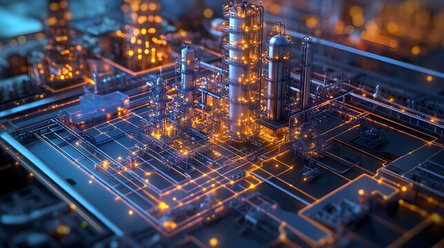 A graphical representation of catalytic reactions used in the refinement of hydrocarbons in a petrochemical plant.