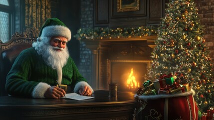 Obraz premium The Santa Writing Holiday Letters