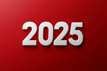 3D text "2025" with white color on a red background : Generative AI