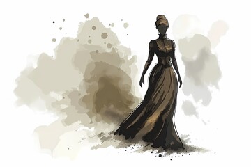 Vintage Victorian Woman Watercolor Illustration