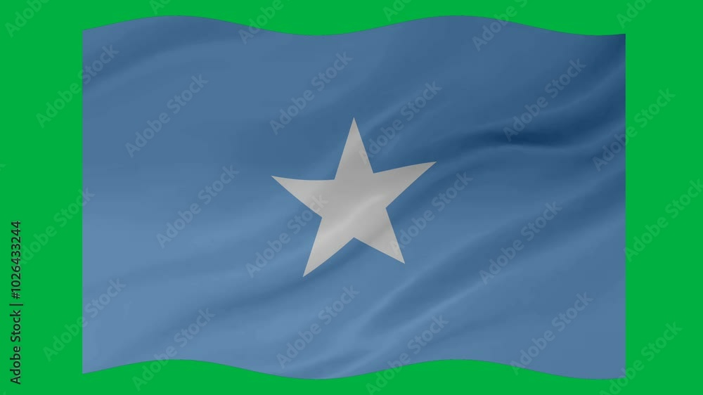 Poster somalia waving flag loop animation with glowing 3d shade isolated on green background