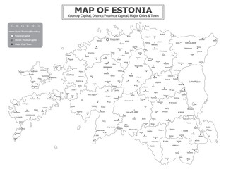 European Country Geography Political map. Political map of country with capital, province or state capital, major cities and town.