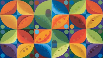 Vibrant Geometric Leaf Mosaic.