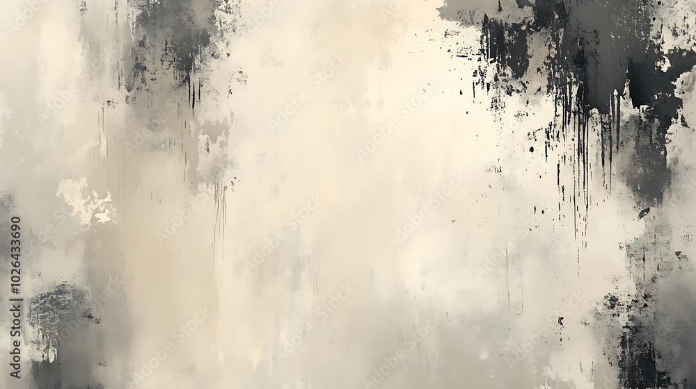 Poster A modern abstract art piece with a blend of gray and cream hues, featuring soft textures and layered brushstrokes.