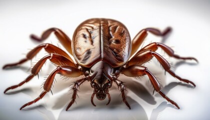 Tick, double exposure picture on white background