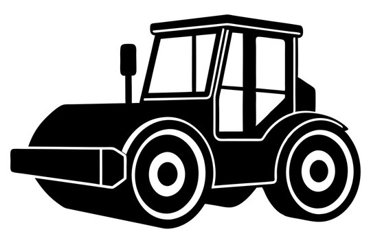 recommend clip art: Road construction Road Roller silhouette | vector silhouette illustration on white background
