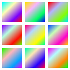 3x3 grid of colorful gradient tiles