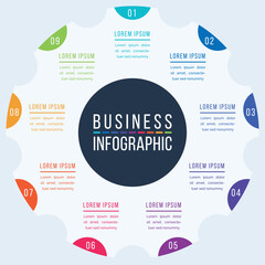 9 Options Infographic template 9 steps, objects, elements or options infographic business design