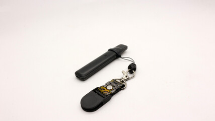 Black vape or electronic cigarette with hanger