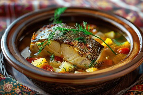 fish soup ukha in a plate