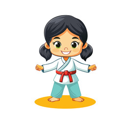 Cute little karate girl in karate pose vector illustration design © stockipdesign