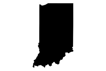 Indiana state map SVG in black fill with a transparent background. Clean, scalable IN vector outline for diverse creative projects.