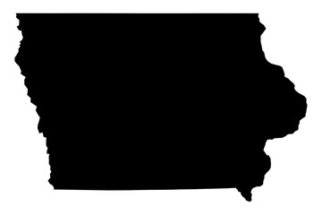 Iowa state map SVG, black fill, transparent background. Scalable IA vector outline for design, crafts, and educational purposes.