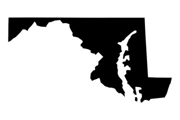 Maryland state map SVG in black fill and transparent background. Clean, scalable MD vector outline for various design uses.