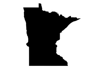 Minnesota state map SVG, black fill, transparent background. Clean and scalable MN vector outline for various creative uses.