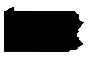 Pennsylvania State Silhouette - Black SVG Map of Pennsylvania Shape for Graphic Design and Art Projects