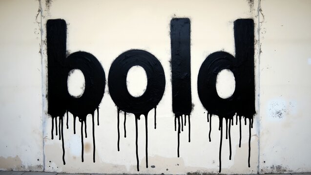 Bold black paint drips spelling BOLD on concrete wall