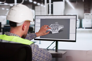 Engineer Doing 3D CAD Model Design On Computer