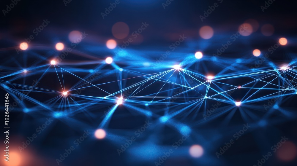 Poster abstract business connection of lines from nodes it is connected to endless nodes and represents the
