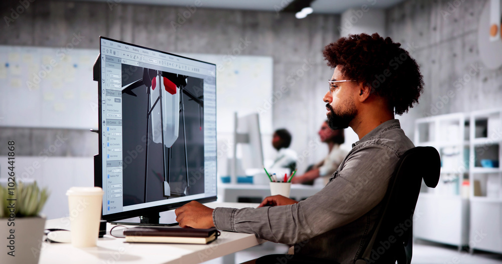 Leinwandbilder Engineer Doing 3D CAD Model Design On Computer