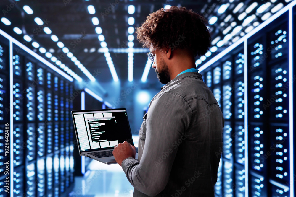 Aufkleber Server Room In Data Center. Cloud Computer Engineer