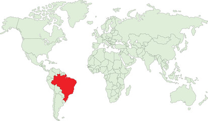 Obraz premium world map showing brazil map