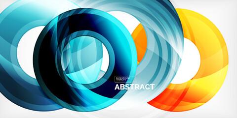 Bright colorful circles with light effects. Abstract background