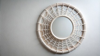 Panoramic round frames with cobweb on white wall
