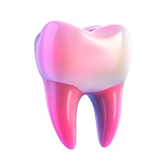 3D Cartoon Style Tooth with Fun and Playful Design, 3D Cartoon Tooth with Cute Design, Creative 3D Cartoon Tooth Icon for Dentistry.