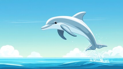 Playful dolphin leaping over sparkling waves