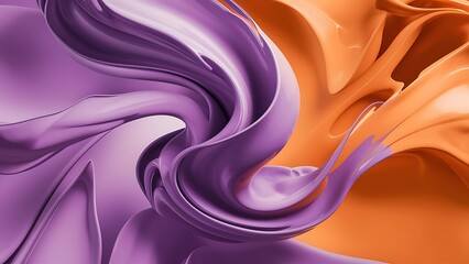 Creative background with violet and orange flowing paint