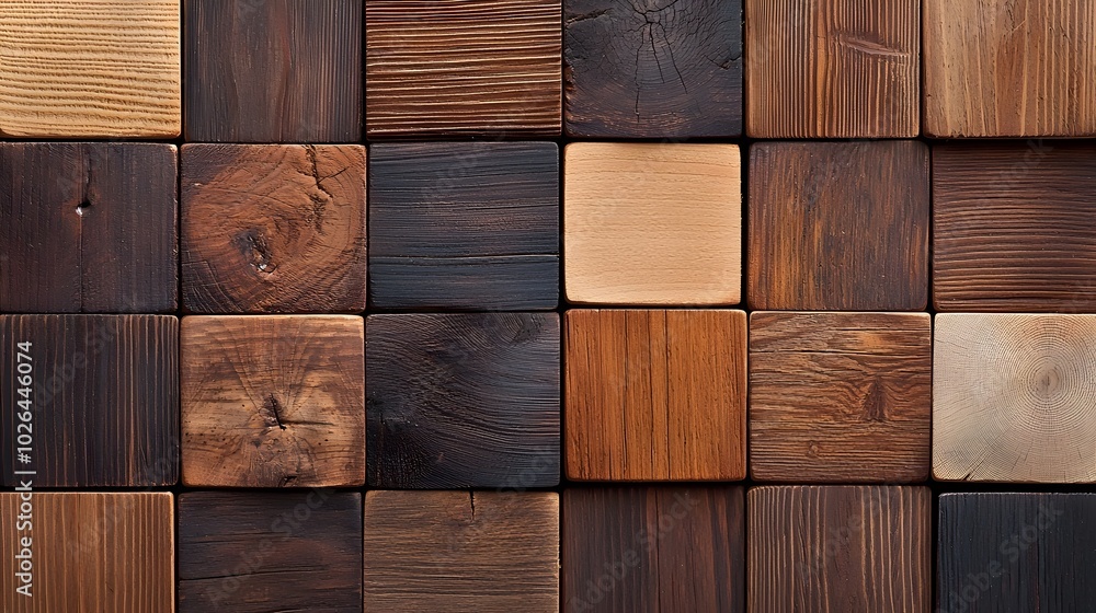 Poster elegant abstract wood block patterns in earthy hues - minimalist design with ambient lighting and ne