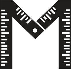 Black ruler icon on white background