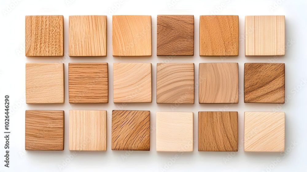 Poster elegant repeating birch wood block patterns - smooth finish with light shadows showcasing timeless s