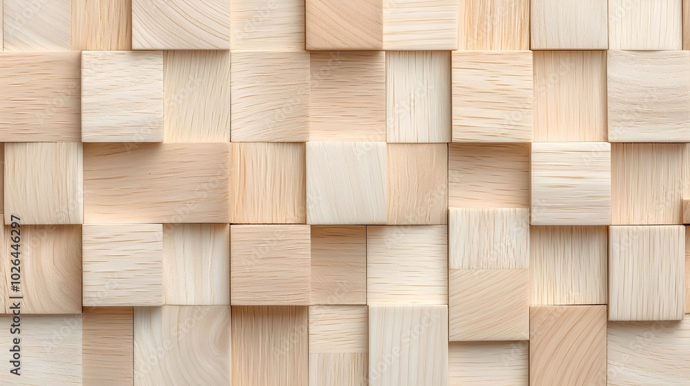 Poster elegant birch wood block patterns - repeating smooth finish design with light shadows for minimalist