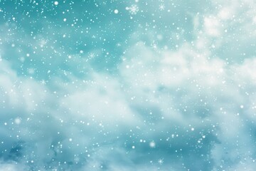 Obraz premium Abstract Winter Sky with Gentle Snowflakes Falling in Soft White and Light Blue Gradient