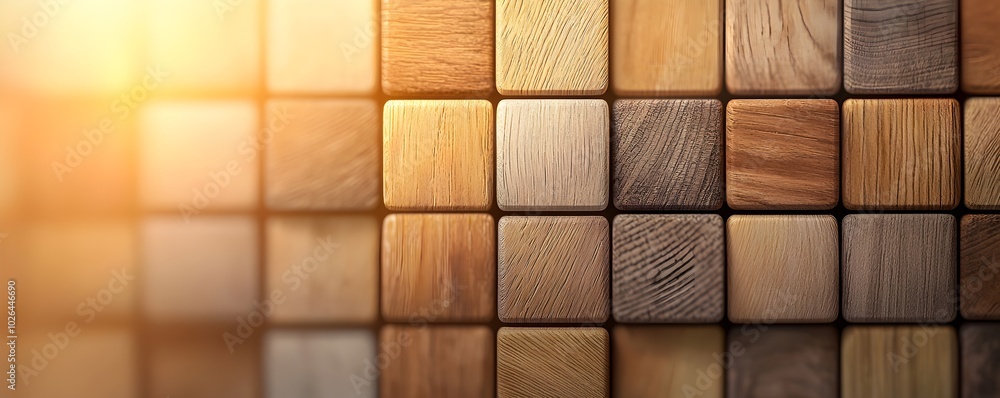 Poster rustic modern soft gradients on wooden blocks - abstract organic textures creating a warm ambiance f