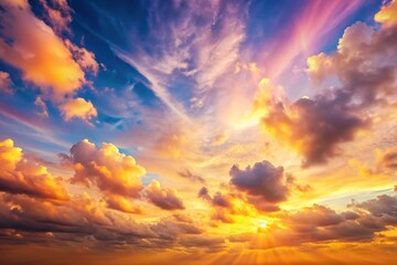 Fototapeta premium Panoramic sunrise sky morning soft pink clouds yellow tones
