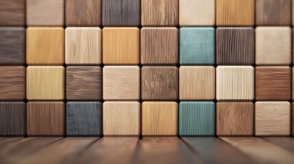 Obraz premium Cozy Textured Wood Blocks in Soft Lighting - Natural Palette with Wood Grain Details and Ambient Shadows for Warm Decor Inspiration