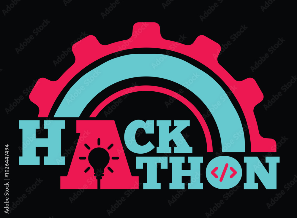 Poster hackathon or information technology idea competition or coding competition logo