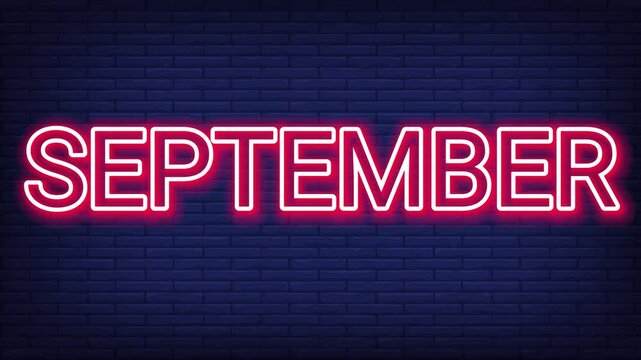 September month world Labor Day, text effect on neon red color animation vedio