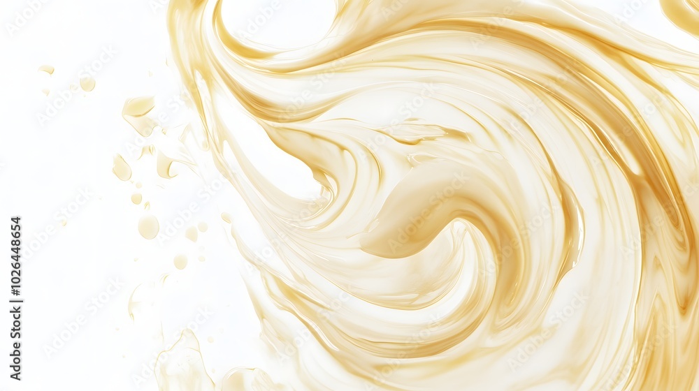 Aufkleber 2. an artistic close-up of a delicate cream swirl against a bright white backdrop, emphasizing its t