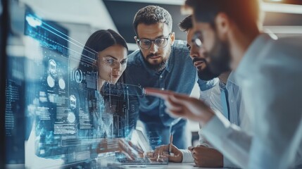 Group of business people and software developers working as a team in office, Generative AI