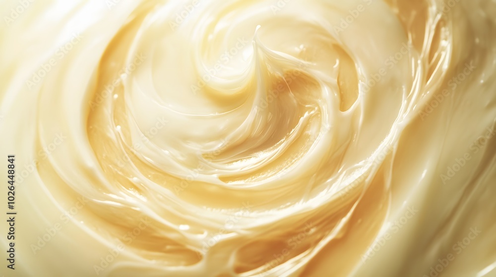 Aufkleber 2. an artistic close-up of a delicate cream swirl against a bright white backdrop, emphasizing its t