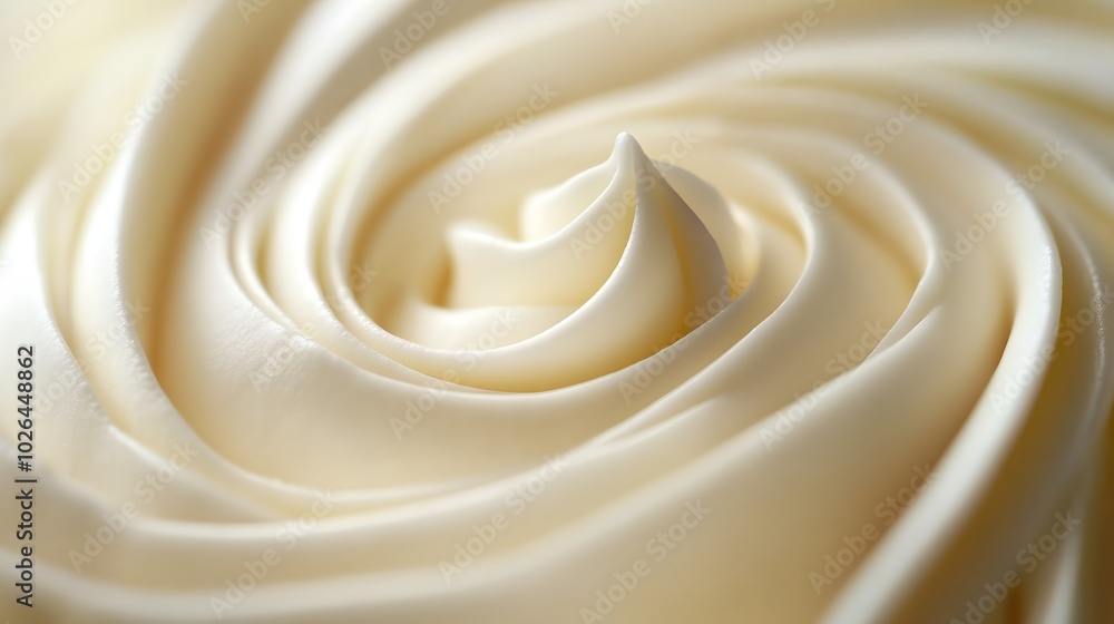 Aufkleber 2. an artistic close-up of a delicate cream swirl against a bright white backdrop, emphasizing its t
