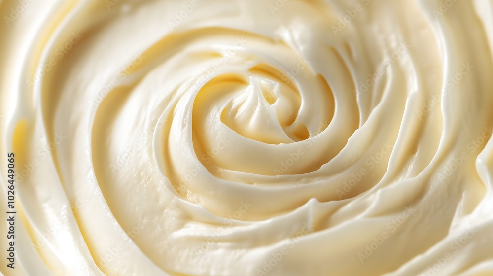 Aufkleber 2. an artistic close-up of a delicate cream swirl against a bright white backdrop, emphasizing its t