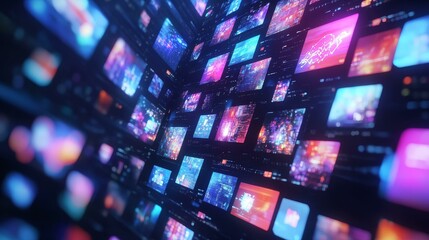 A Stunning Display of Colorful Digital Screens in an Immersive Technology Environment