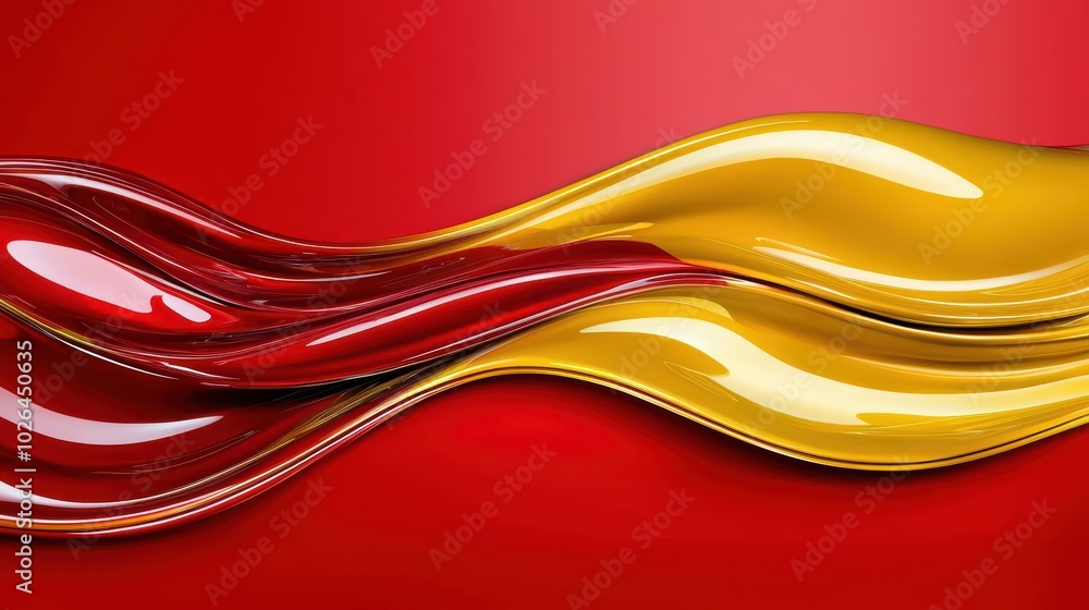 Poster colorful waves of red and yellow fluid forms create a vibrant, dynamic background.