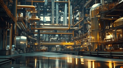 Fototapeta premium Explore the Intricate World of Industrial Architecture: A Glimpse into Modern Manufacturing Facilities